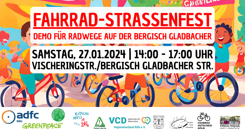 Fahrrad-Straßenfest! Am 27. Januar auf der Bergisch Gladbacher
