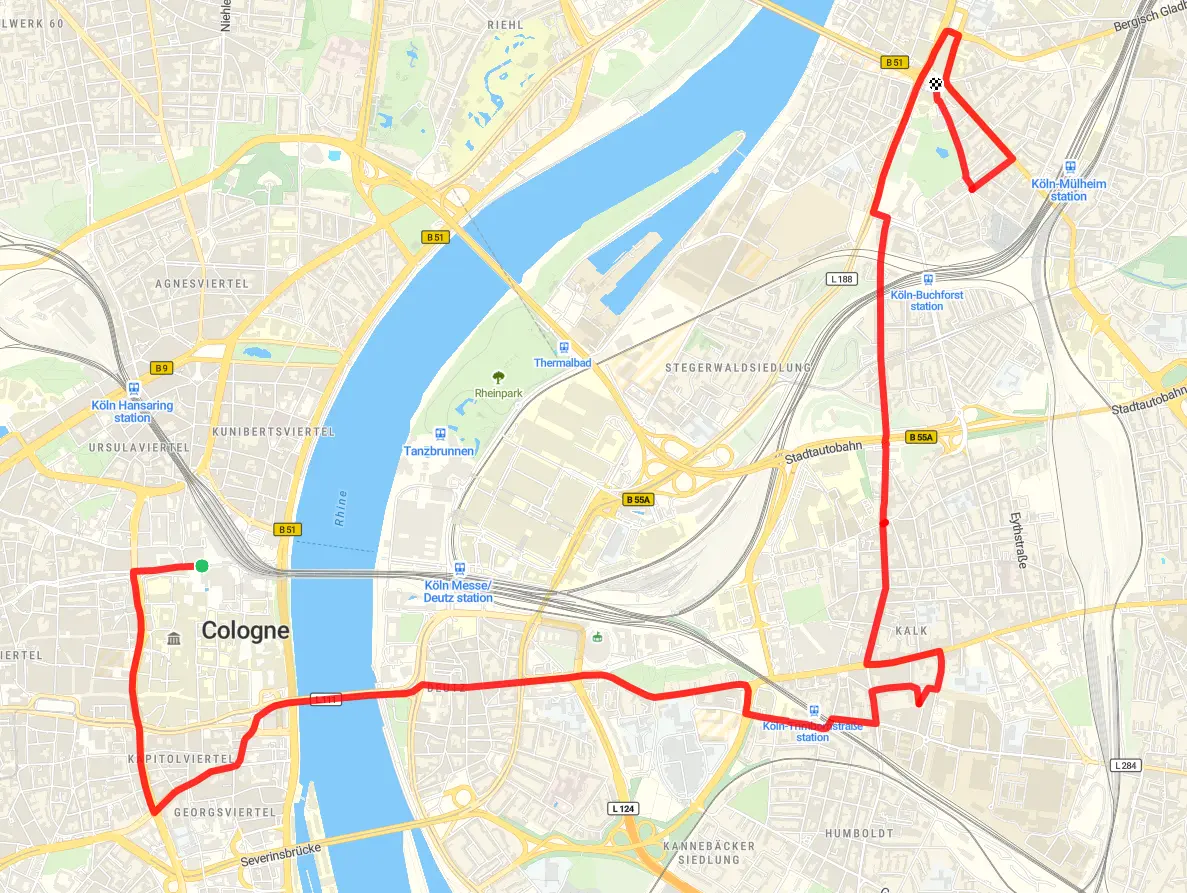 Track der Demoroute des Fahrrad Raves am 25.04.2026 | Kartenmaterial © MapTiler © OpenStreetMap contributors