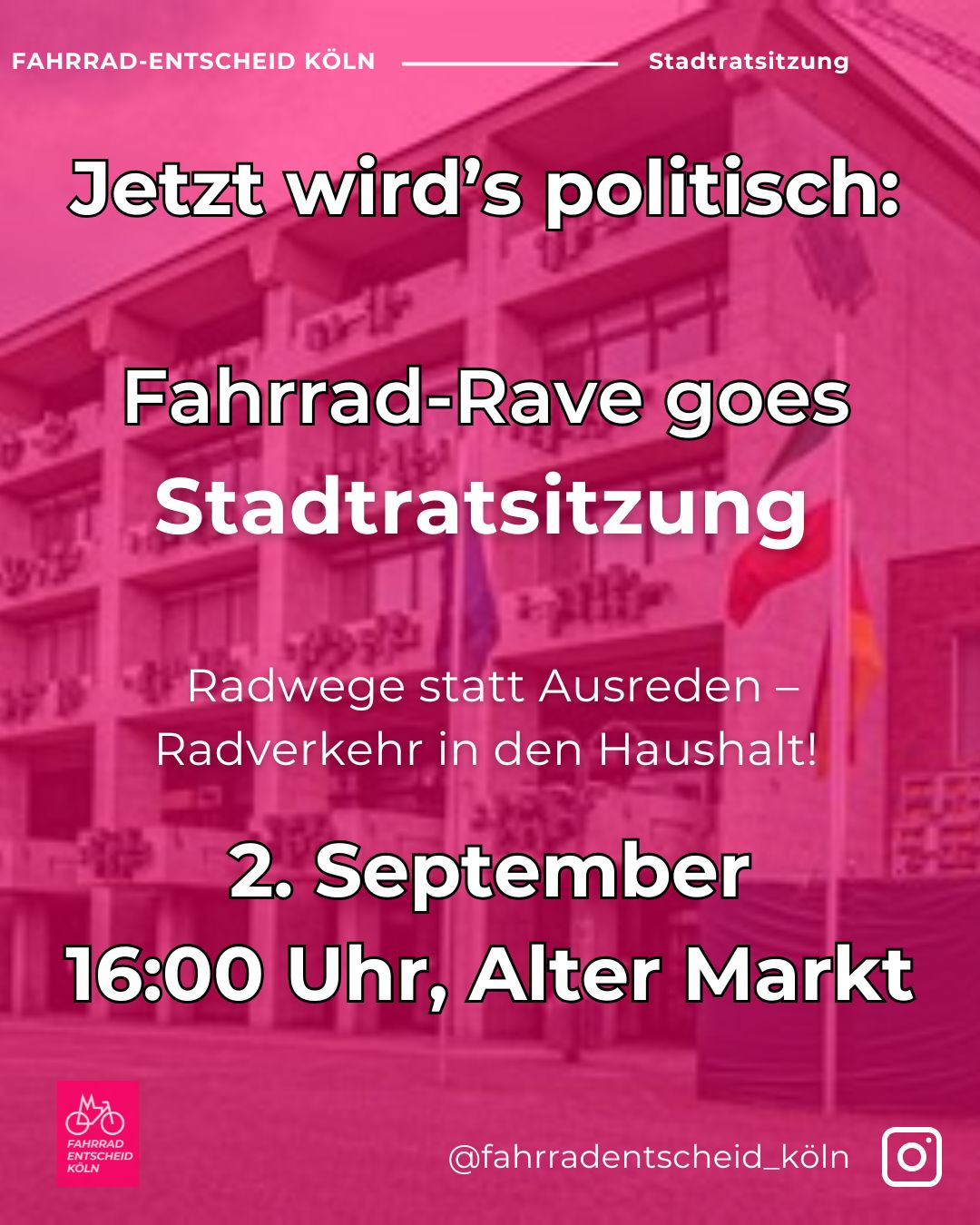 Fahrrad-Rave zur Stadtratsitzung Am 2. September