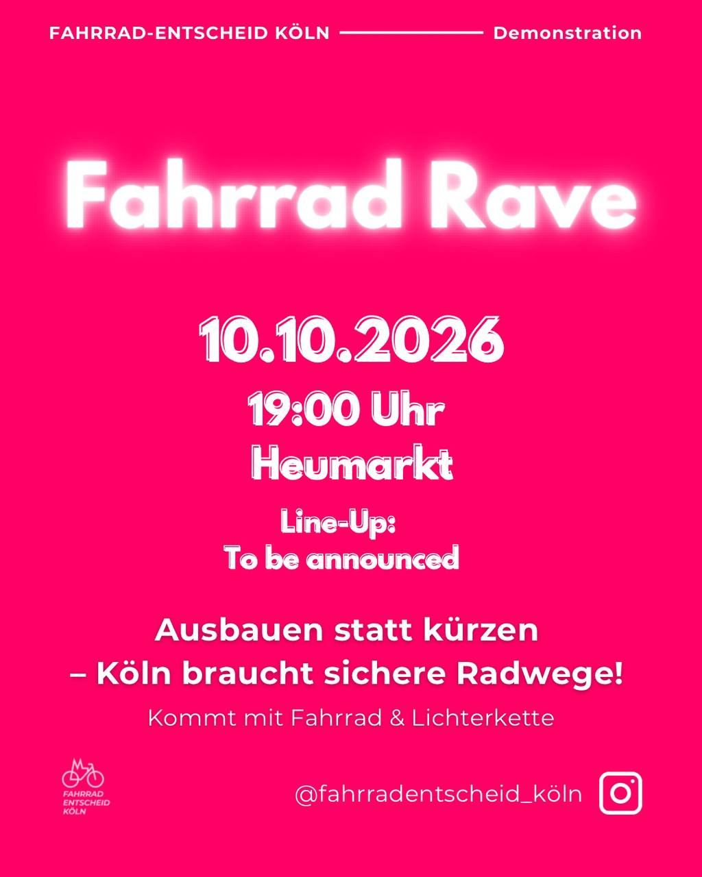 Fahrrad-Rave & Demo: Radwege in den Haushalt!